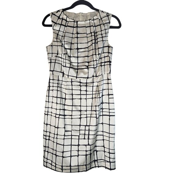 Banana Republic Silk Sheath Dress Size 4P Pleated Neck Career Wedding Guest - Picture 2 of 12